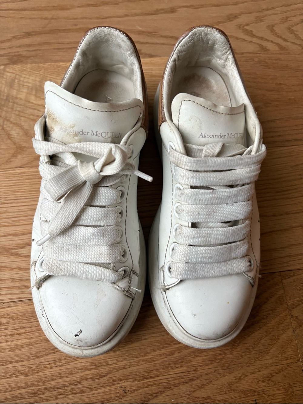 Alexander McQueen Off-White Leather Low-Top Sneakers with Cream Laces